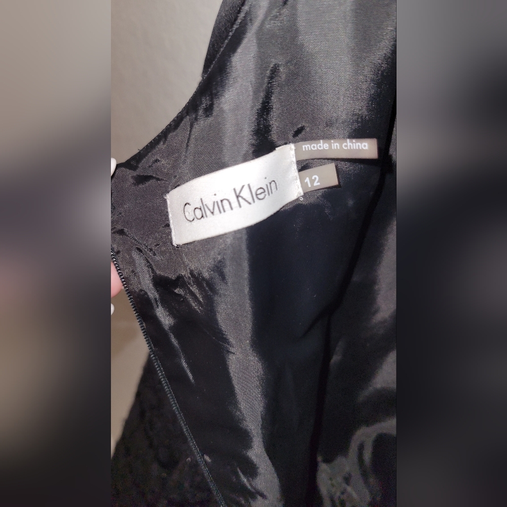 Calvin Klein Elegant BLACK Lace/Sequined Fit & Flare Cocktail Dress,...Size 12 - Picture 4 of 6